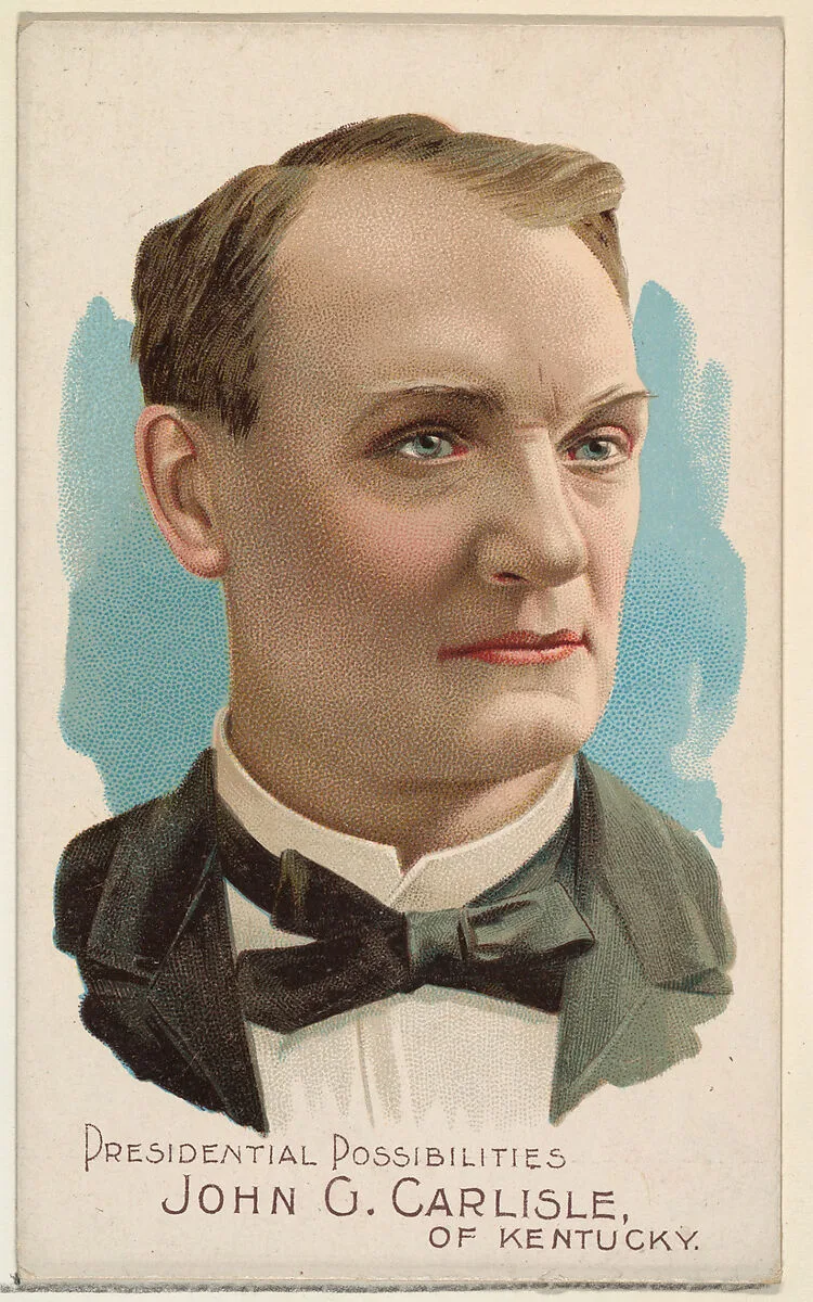 John G. Carlisle of Kentucky, from the Presidential Possibilities series (N124) issued by Duke Sons & Co. to promote Honest Long Cut Tobacco — W. Duke, Sons & Co.|The Giles Company