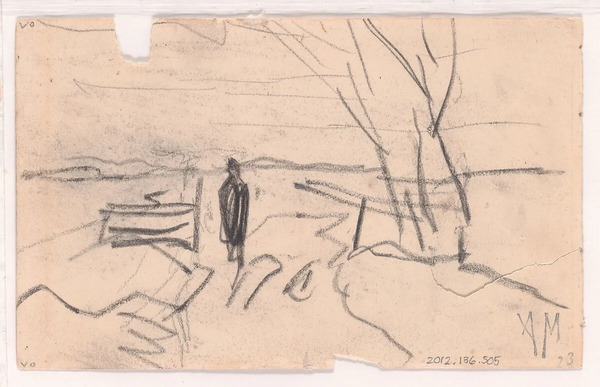 Landscape with Women Working in a Field; verso: Sketch of Landscape with Person on a Path — Anton Mauve