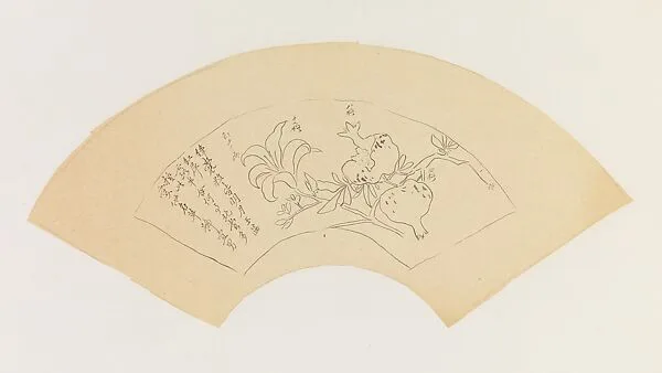 現代 謝稚柳 臨惲壽平石榴百合圖 鏡片|Pomegranate, Daylily, and Poem, after Yun Shouping — Xie Zhiliu