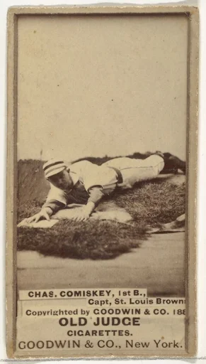 Charles Albert "The Old Roman" Comiskey, 1st Base and Manager, St. Louis Browns, from the Old Judge series (N172) for Old Judge Cigarettes
