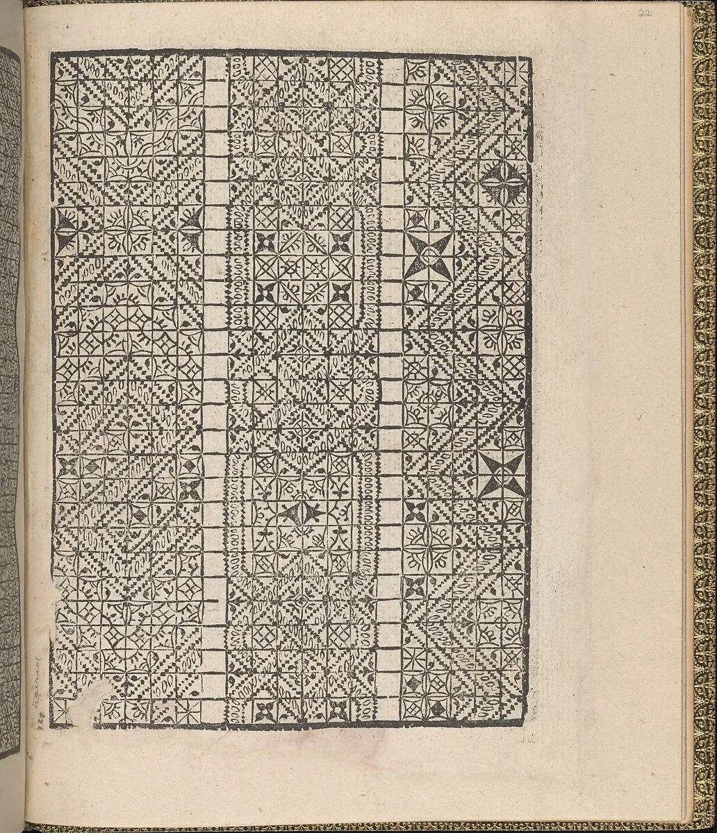 Giardineto novo di punti tagliati et gropposi per exercitio & ornamento delle donne (Venice 1554), page 22 (recto) — Lloyd, Wallis & Lloyd|Matteo Pagano