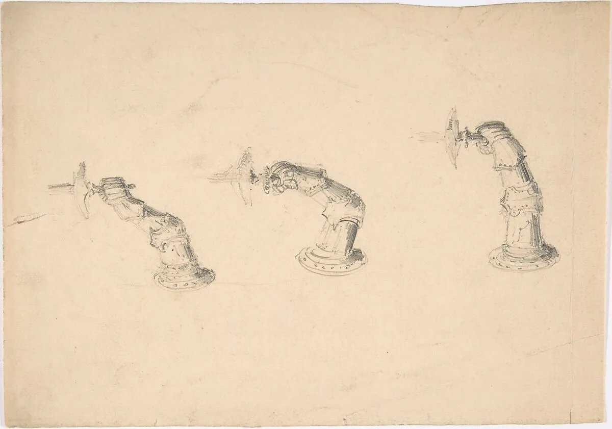 Three Wall Lights Composed out of Armor — Anonymous, British, 19th century