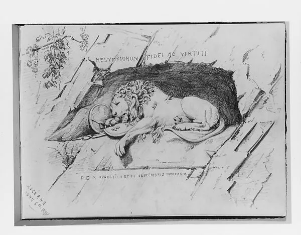 Lion Monument, Lucerne (from Switzerland 1870 Sketchbook) — John Singer Sargent
