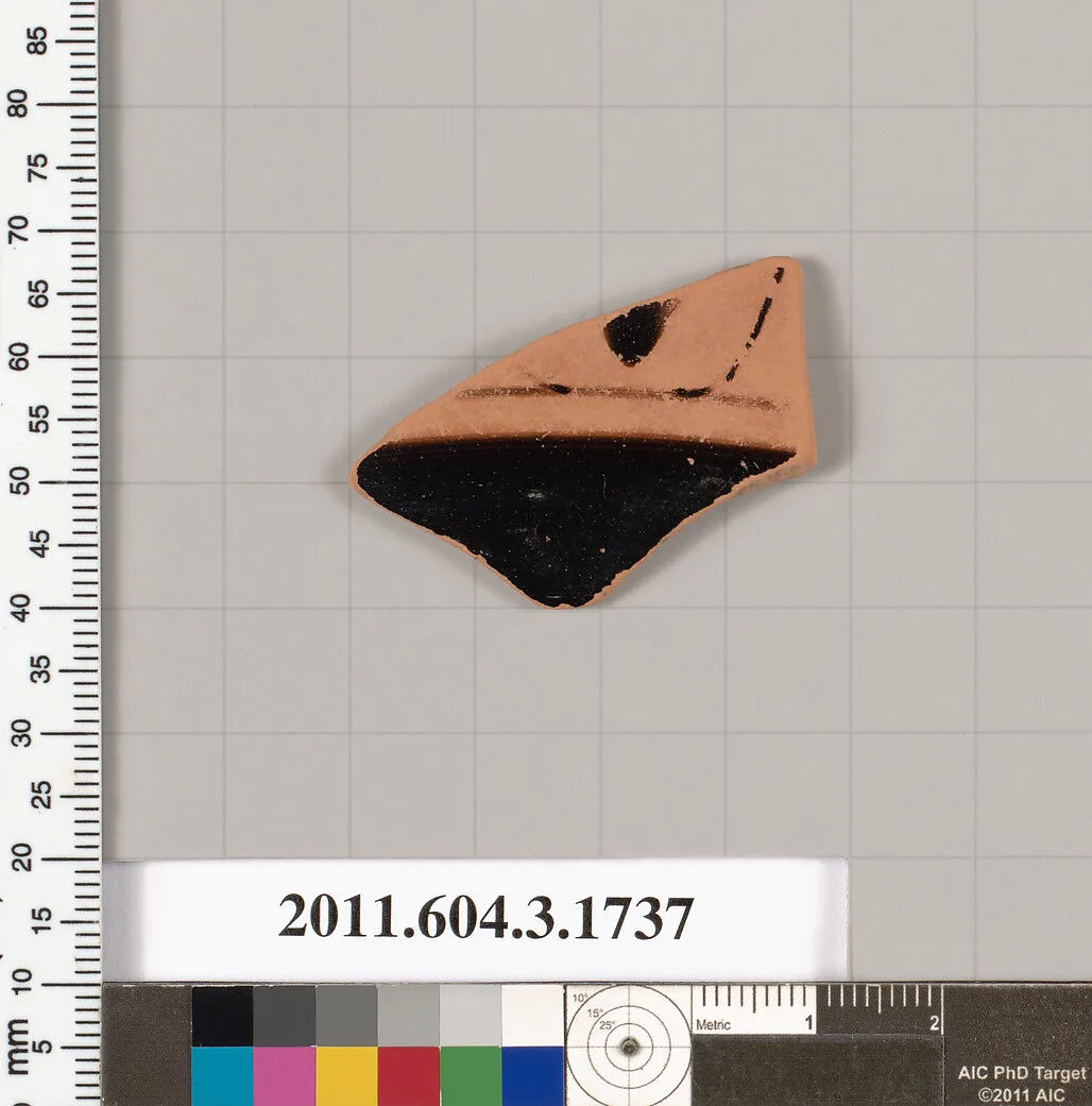Terracotta fragment of a kylix: Lip cup (drinking cup) — Unknown