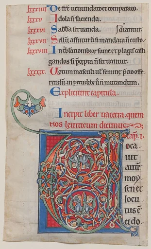 Manuscript Illumination with Initial V, from a Bible