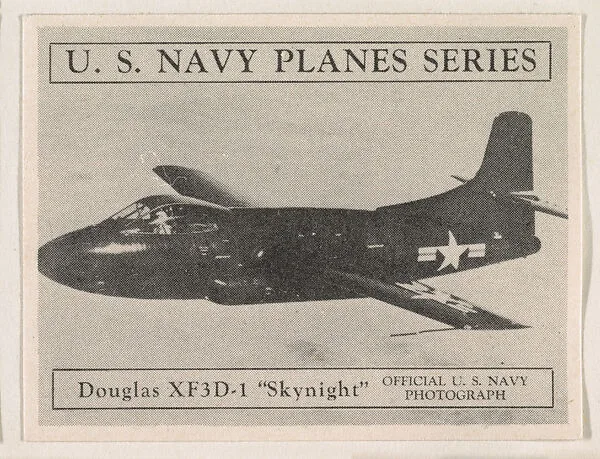 Douglas XF3D-1 "Skynight", bakery card from the U. S. Planes and Warships series (D85) — Purity Pretzel Company