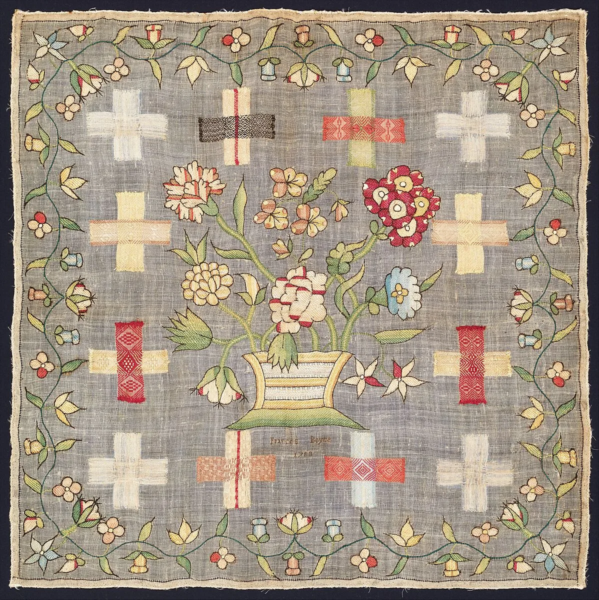 Embroidered darning sampler — Frances Boyce