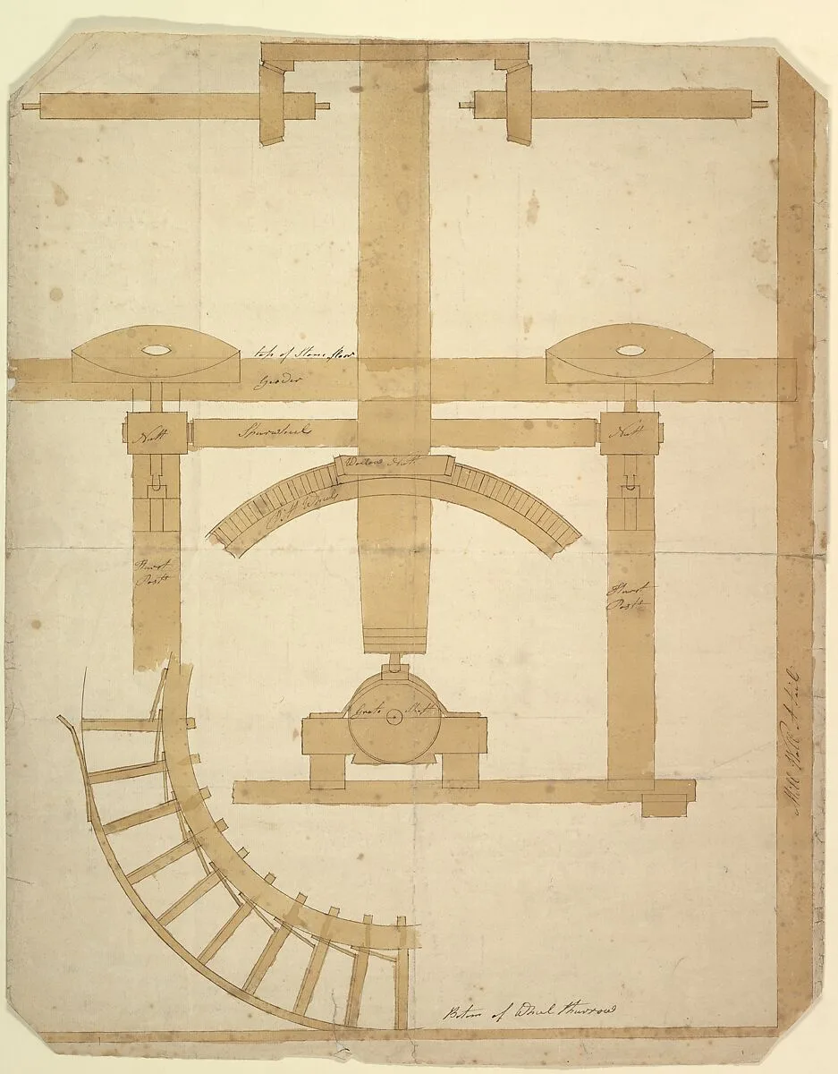 Plan of the Operating Gear of a Mill — Anonymous, British, 18th century