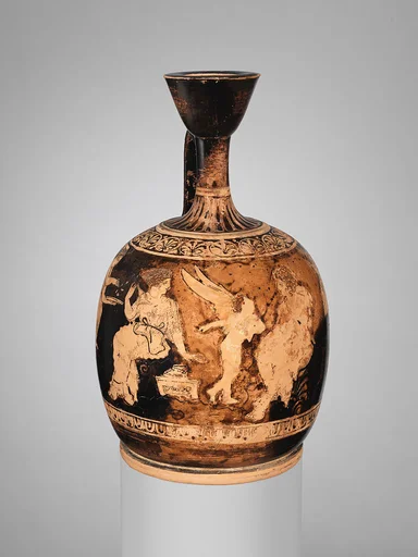 Terracotta squat lekythos (oil flask)