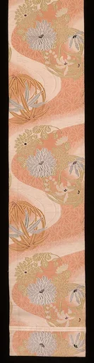 流水に花丸模様袋帯|Obi with Large Floral Roundels and Stream
