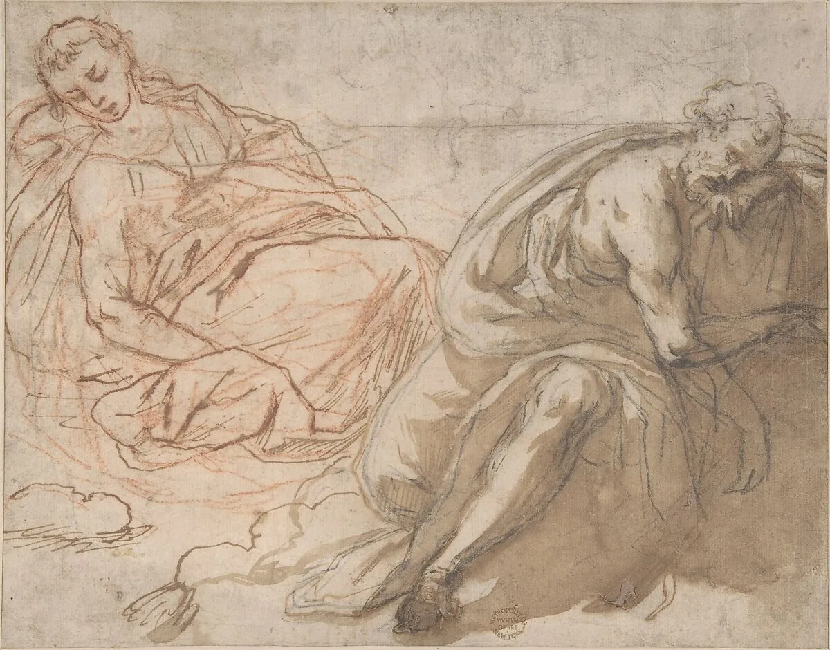 Two Sleeping Figures — Anonymous, Italian, Roman-Bolognese, 17th century