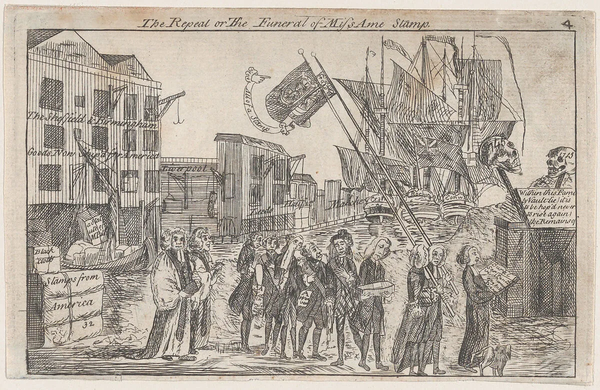The Repeal, or the Funeral of Miss Ame Stamp — Anonymous, British, 18th century