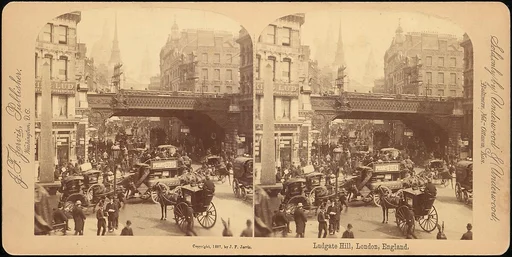 [Group of 4 Stereograph Views of Ludgate Hill, London, England]