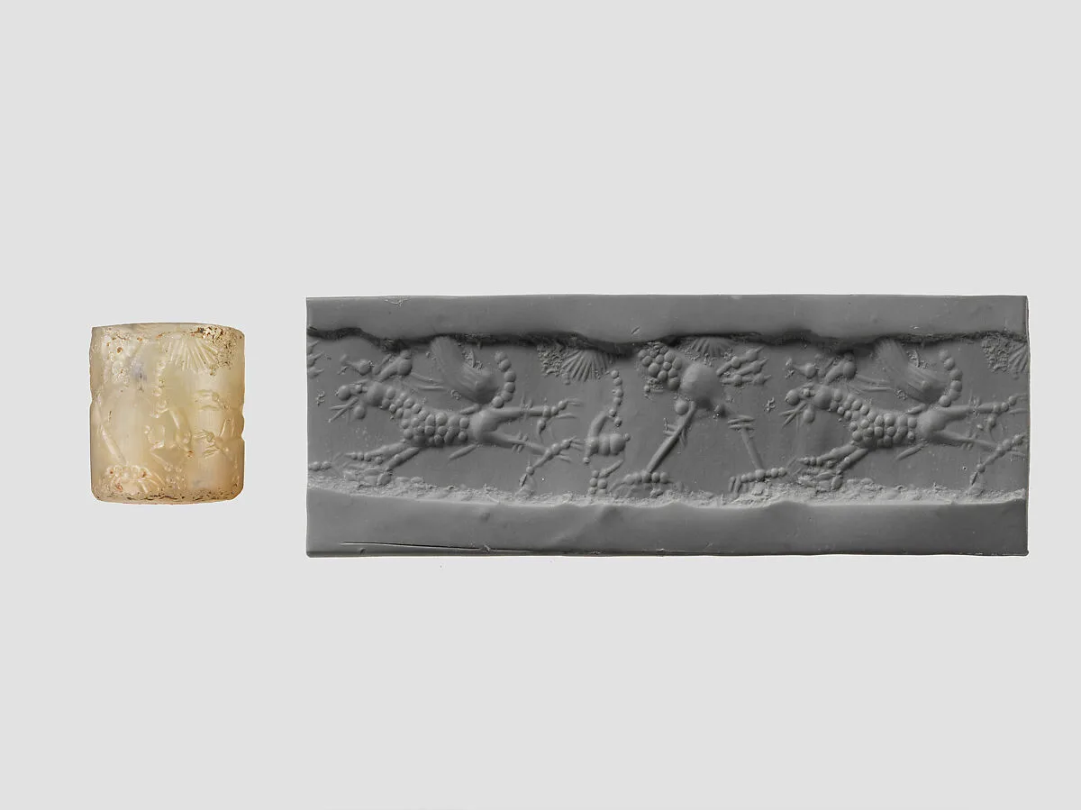 Cylinder seal with mythological contest scene — Unknown