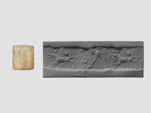 Cylinder seal with mythological contest scene