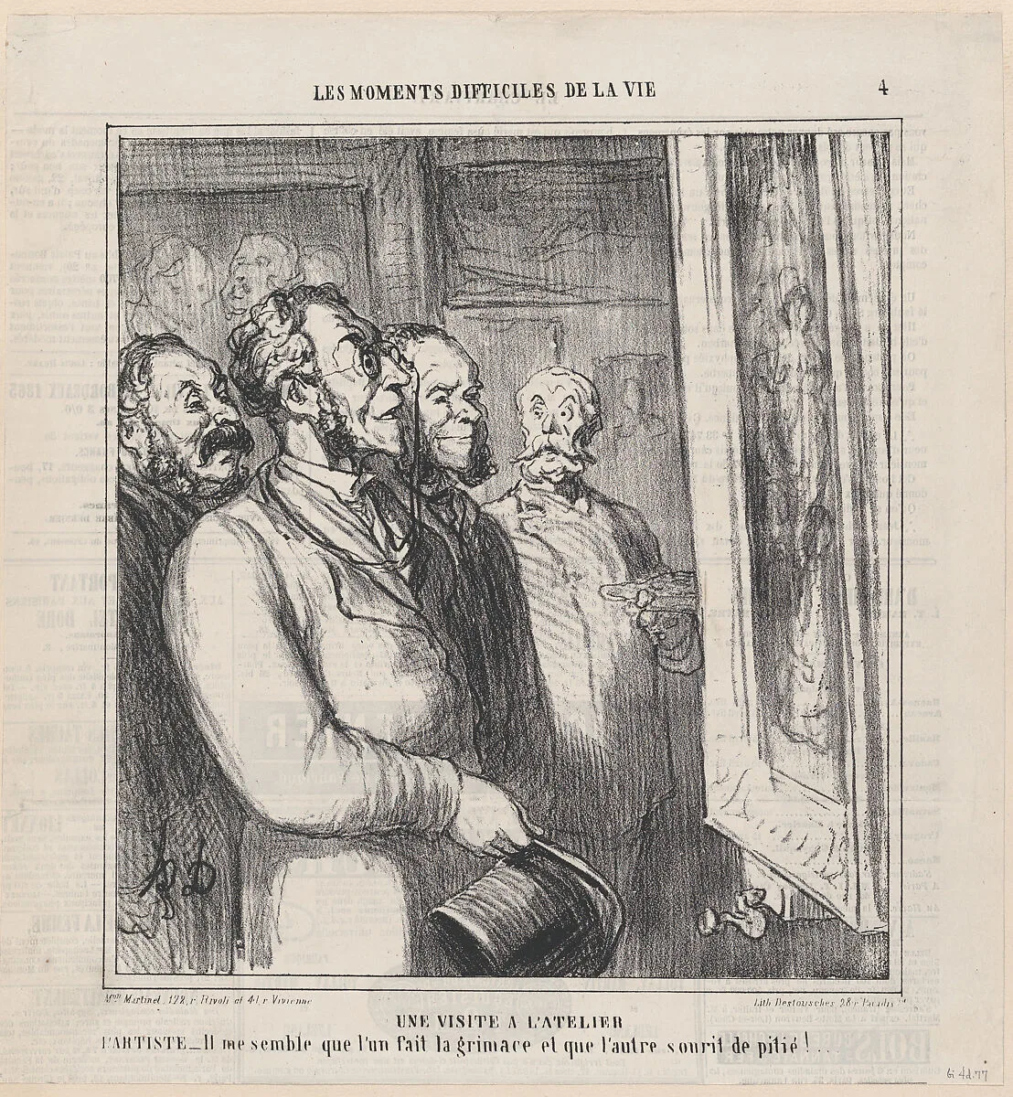 A visit to the studio, from 'The difficult moments of life,' published in Le Charivari, March 28-29, 1864 — Honoré Daumier