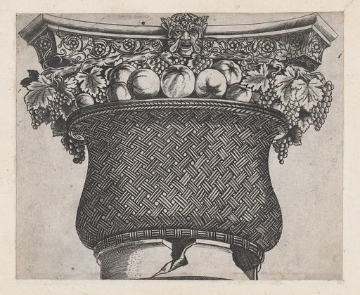 Speculum Romanae Magnificentiae: Basket capital with fruit and satyr head