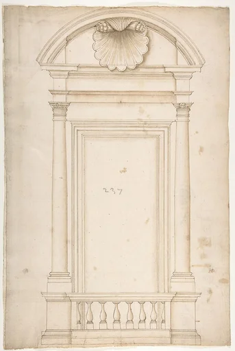 Palazzo Senatorio, window, elevation (recto) Palazzo Senatorio, window, plan; section (verso)