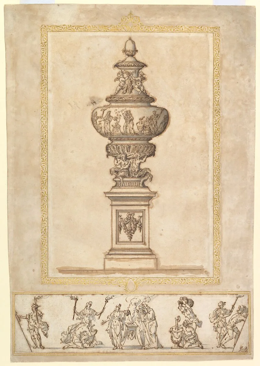 Study of an Urn; Study for the Frieze Decoration around the Urn — Edward Pierce (Pearce) II