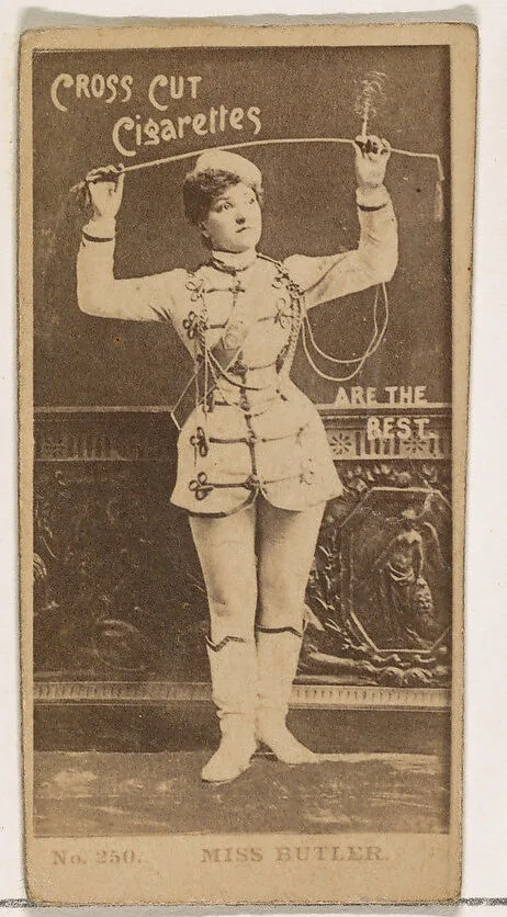 Card Number 250, Miss Butler, from the Actors and Actresses series (N145-2) issued by Duke Sons & Co. to promote Cross Cut Cigarettes — W. Duke, Sons & Co.