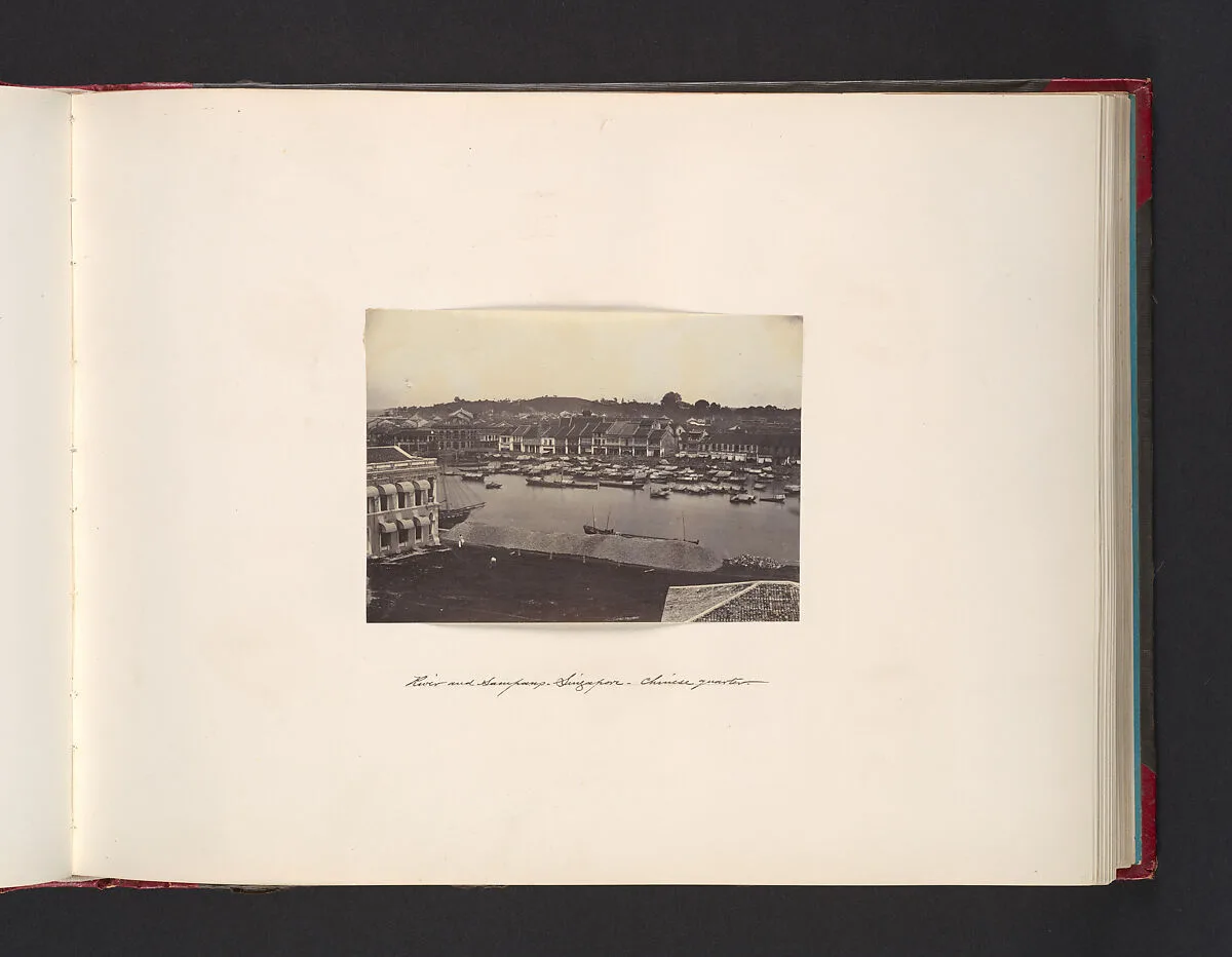 River and Sanpans. Singapore. Chinese Quarter — John Thomson