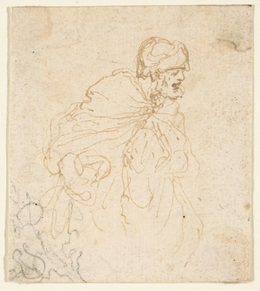 A Bearded Man in a Cloak and Turban Facing Right. — Stefano della Bella