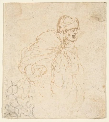 A Bearded Man in a Cloak and Turban Facing Right.