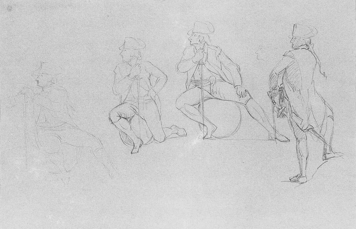 Study for "The Siege of Gibraltar": Officer in Four Poses — John Singleton Copley