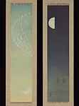 藤井達吉筆 月に鵜鷺|Moon, Cormorants and Herons