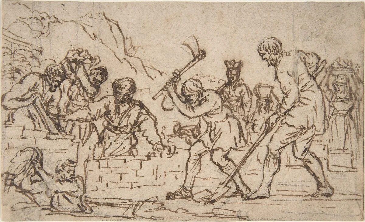 Men Digging and Constructing a Wall — Pietro da Cortona (Pietro Berrettini)