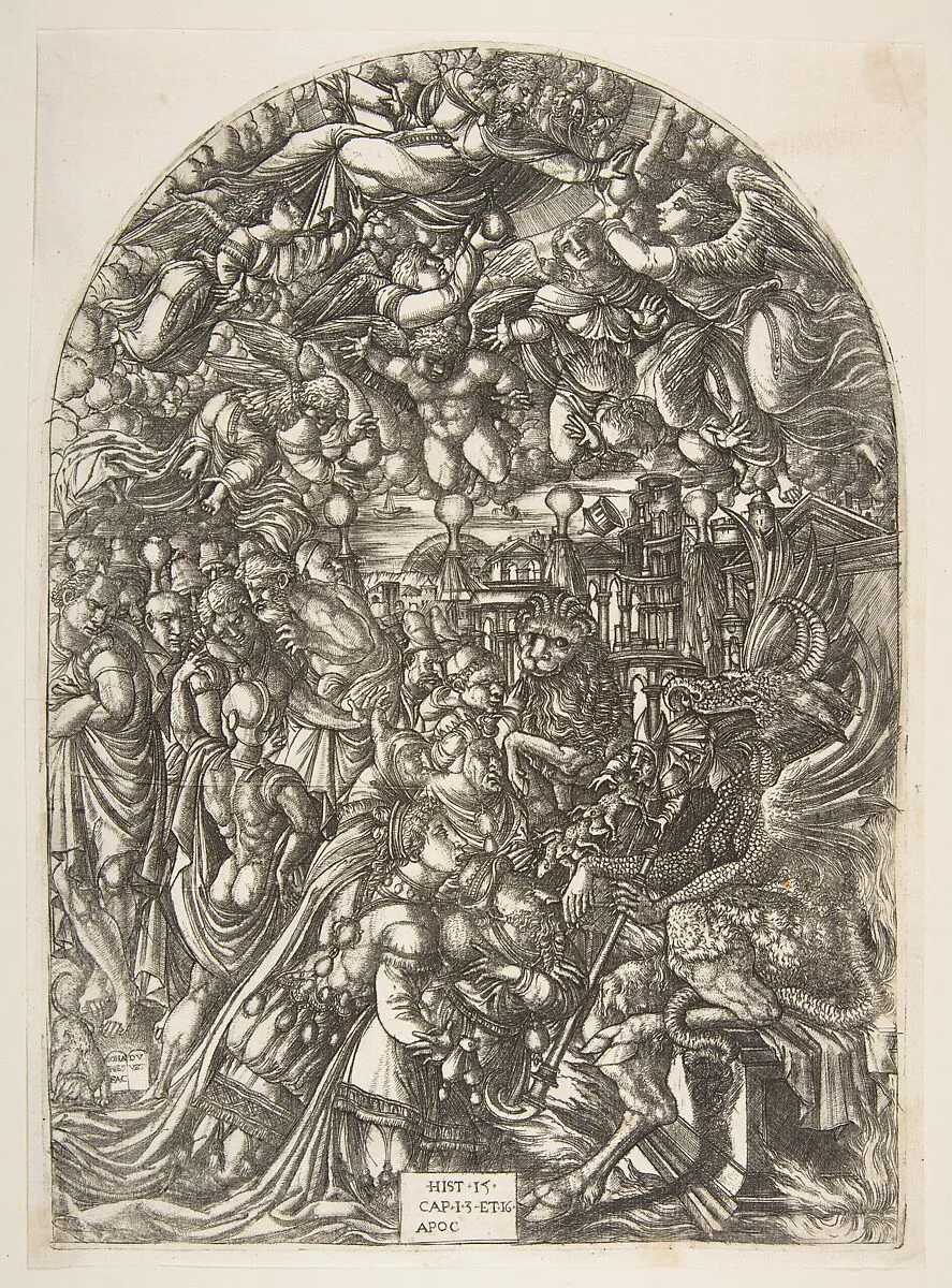 The Dragon with two Horns and the Beast with Seven, from the Apocalypse — Jean Duvet