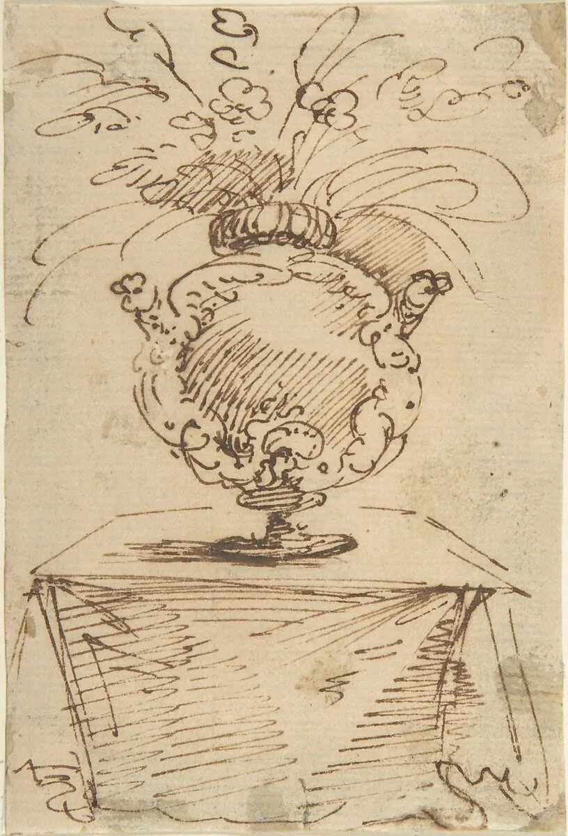Vase of Flowers on a Table — Anonymous, Italian, 17th or 18th century