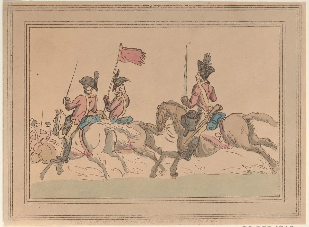 Five Cavalrymen Riding with a Standard — Thomas Rowlandson|John Harris