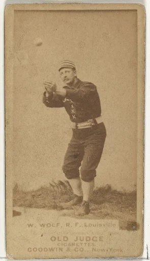 William Van Winkle "Jimmy" Wolf, Right Field, Louisville Colonels, from the Old Judge series (N172) for Old Judge Cigarettes