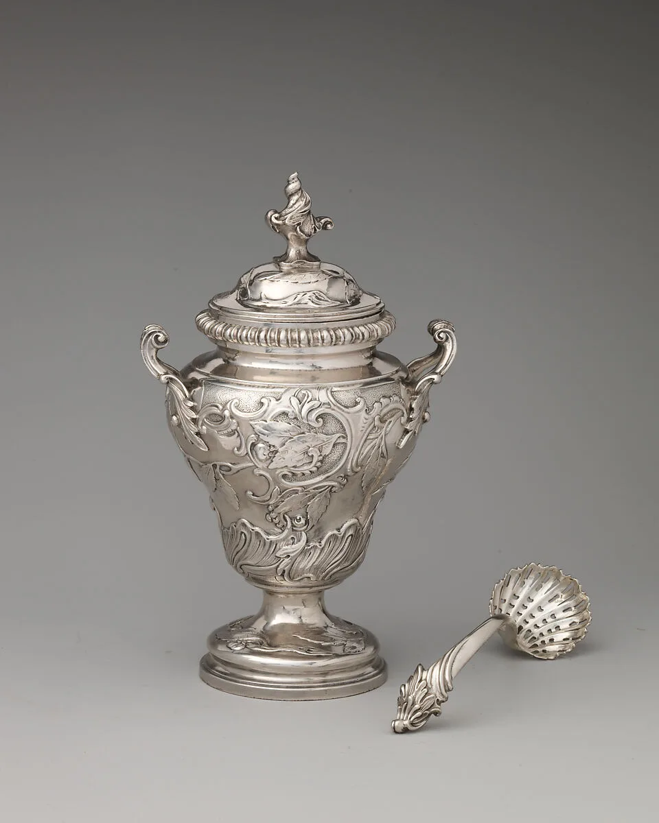 Tea caddy with spoon (one of a set of three) — John Swift