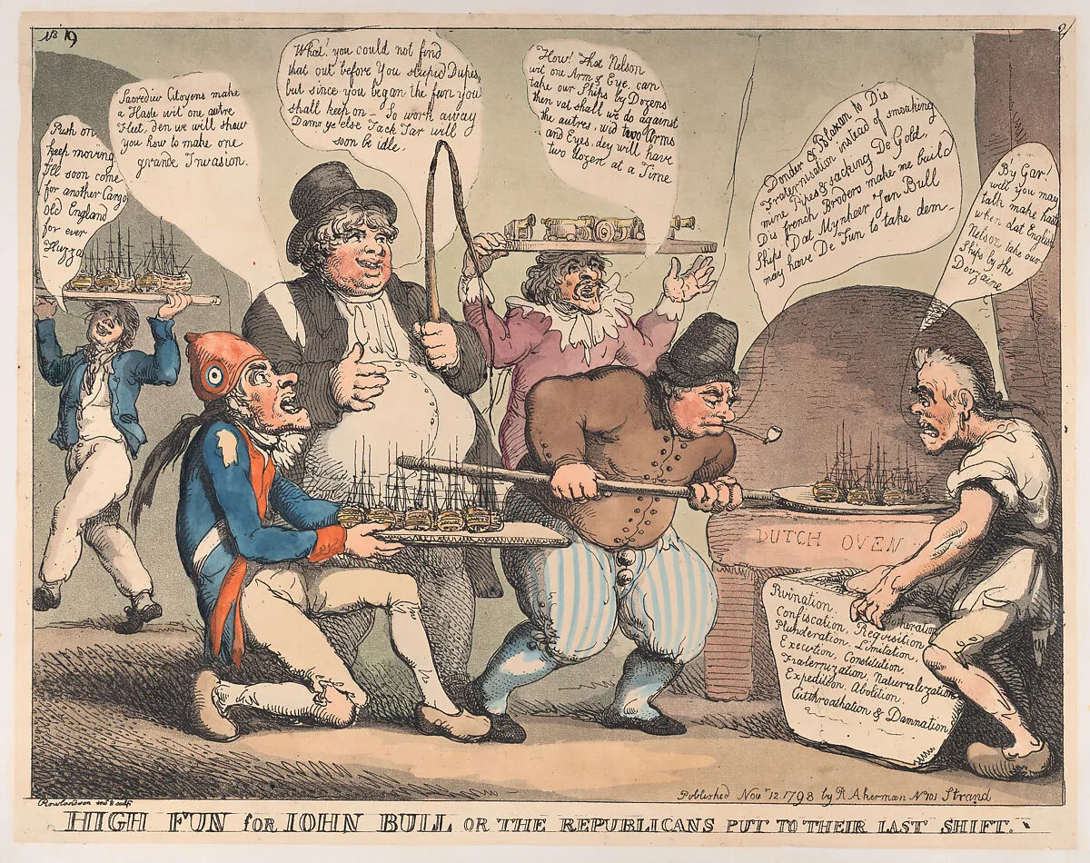 High Fun for John Bull, or the Republicans Put to their Last Shift — Rudolph Ackermann, London|Thomas Rowlandson