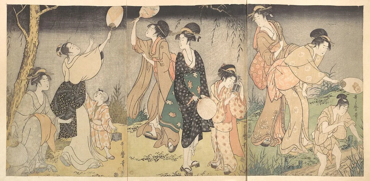蛍狩|Catching fireflies (Hotaru gari) — Kitagawa Utamaro
