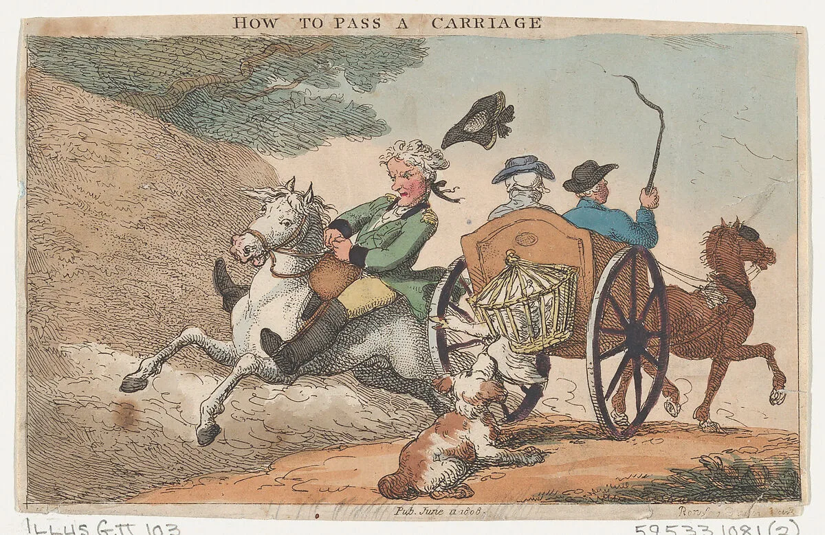 How to Pass a Carriage — Henry William Bunbury|Thomas Tegg|Thomas Rowlandson