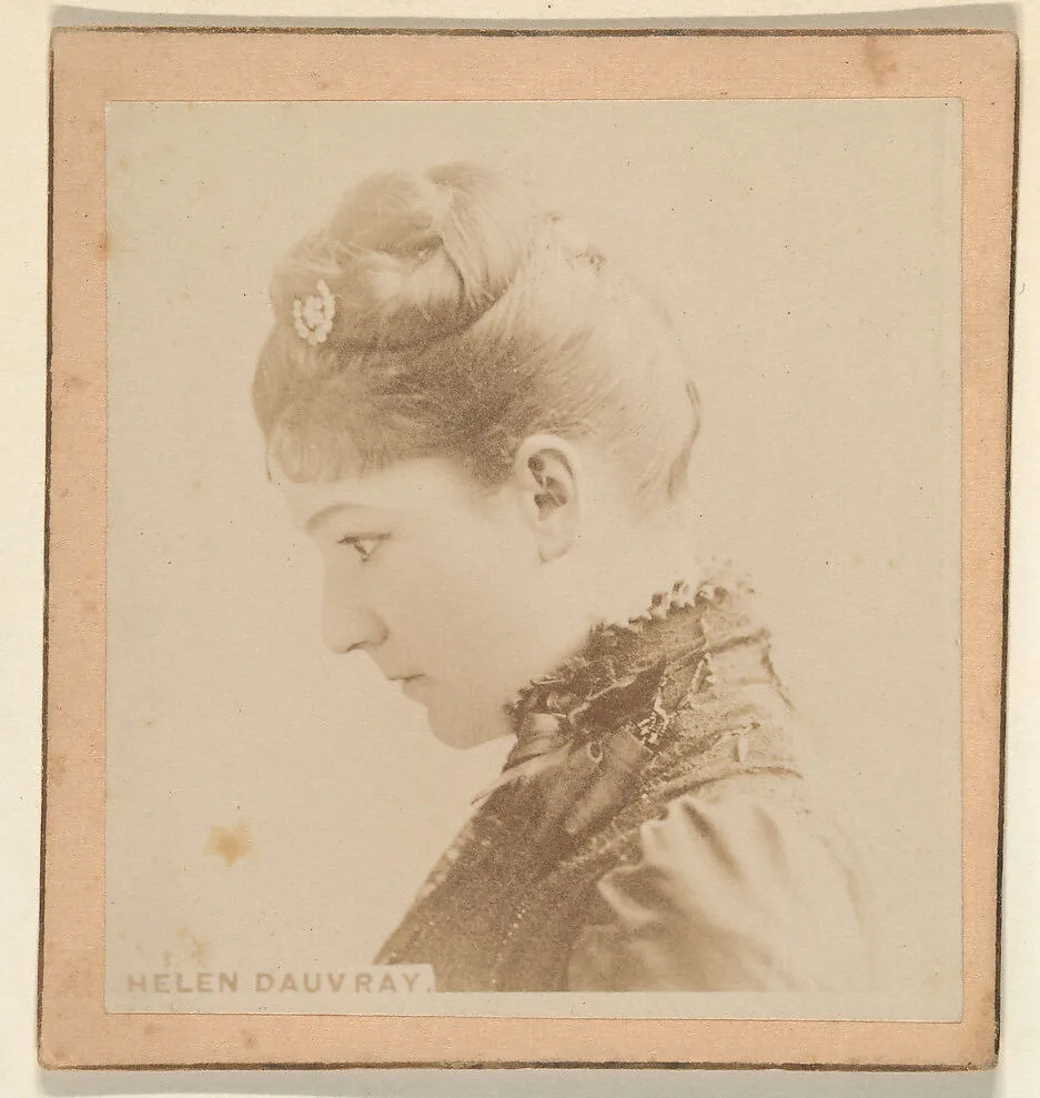 Helen Dauvray, from the Actresses series (N246), Type 2, issued by Kinney Brothers to promote Sporting Extra Cigarettes — Kinney Brothers Tobacco Company