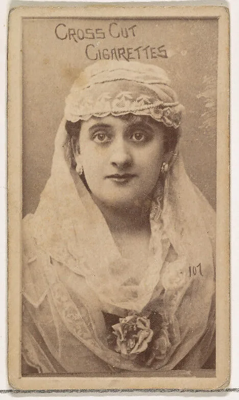 Card Number 107, from the Actors and Actresses series (N145-1) issued by Duke Sons & Co. to promote Cross Cut Cigarettes — W. Duke, Sons & Co.