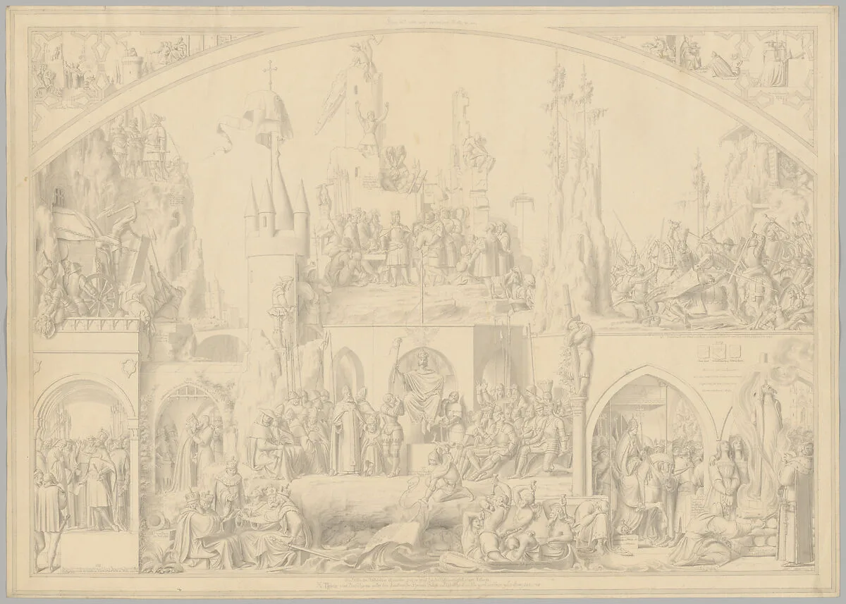 Preparatory Drawing for a Print Series on the History of Germany (Die Geschichte des deutschen Volkes in fünfzehn Bildern) — Carl Heinrich Hermann