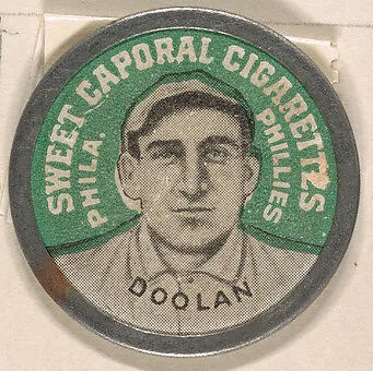 Doolan, Philadelphia Athletics (green), from the Domino Discs series (PX7), issued by Kinney Brothers — Kinney Brothers Tobacco Company