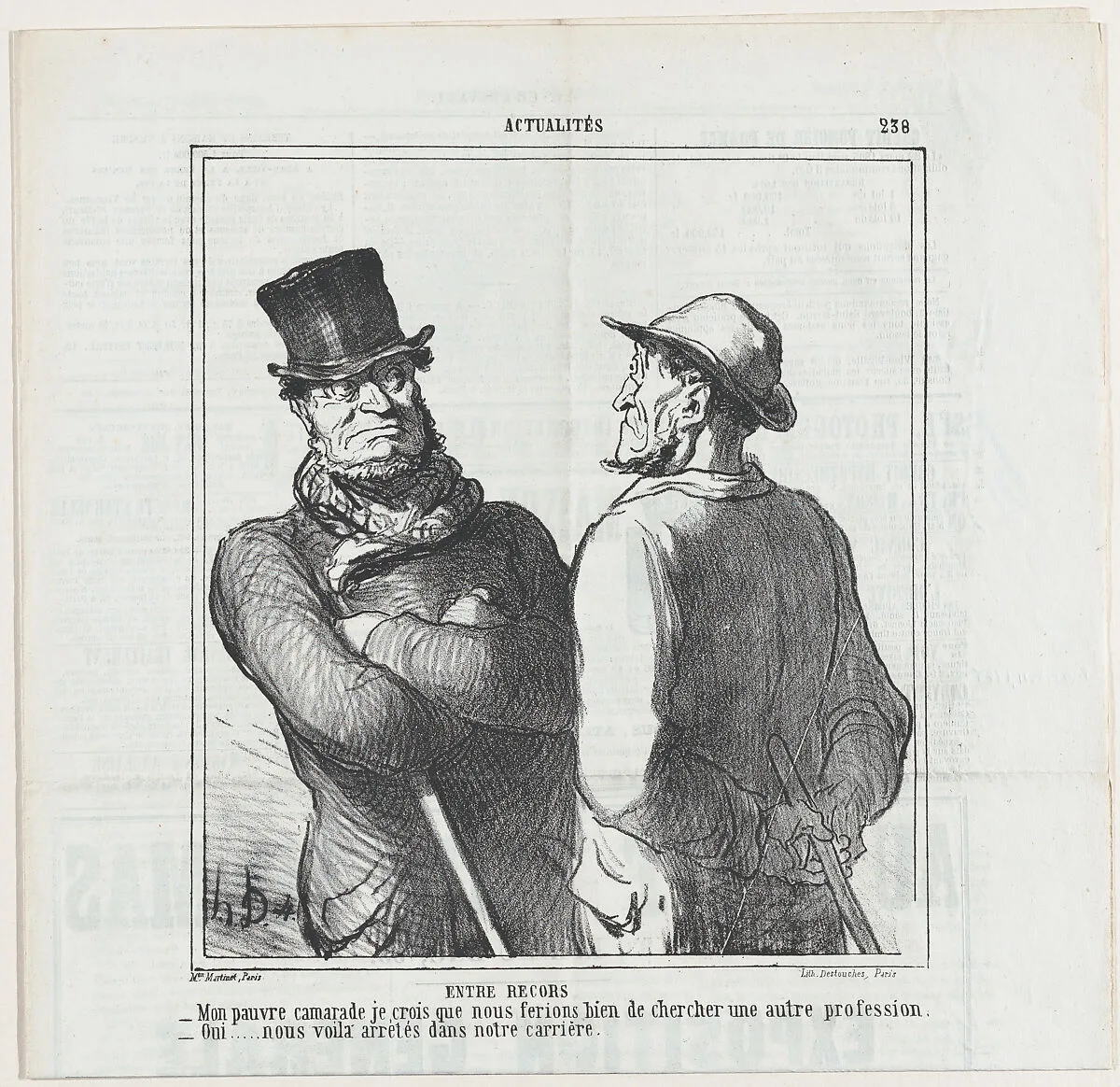 Once more the horsemeat amateurs, from 'News of the day,' published in Le Charivari, April 10, 1865 — Honoré Daumier|Aaron Martinet|Destouches
