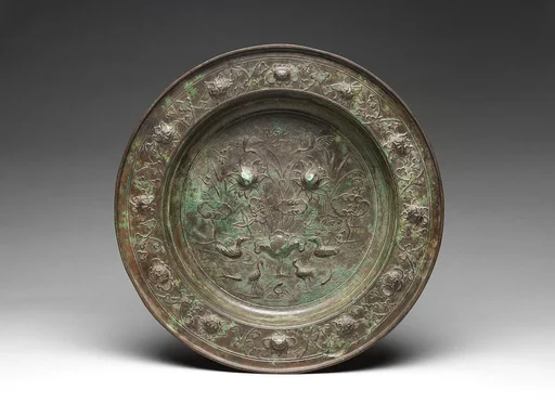 元末明初 蓮池水禽紋銅盆|Basin with birds in a lotus pond