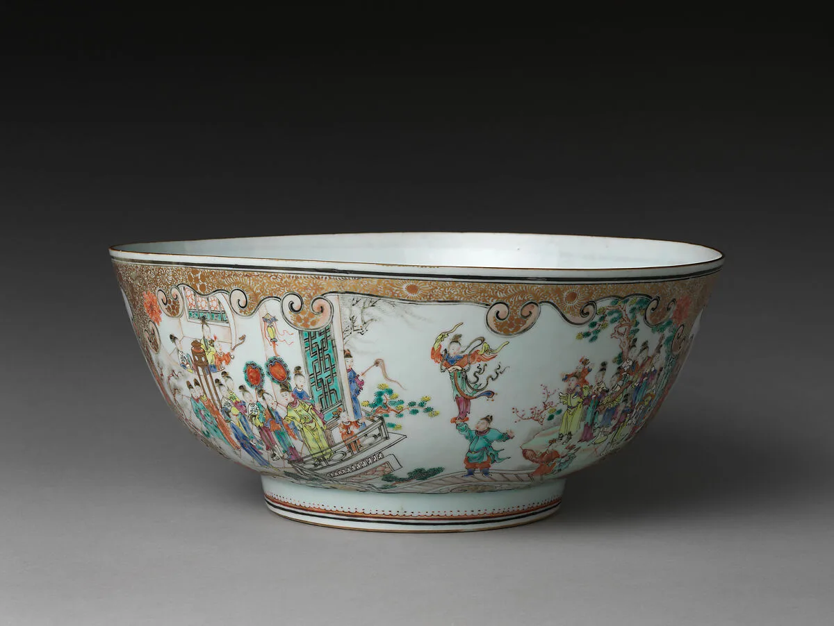 清 景德鎮窯粉彩百戲圖大碗|Bowl with acrobatic performance — Unknown