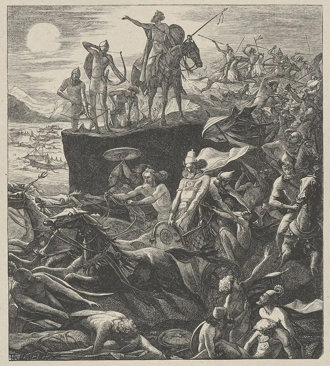 The Sun and the Moon Stand Still, from "Dalziels' Bible Gallery" — Camden Press|Scribner and Welford|Dalziel Brothers|Henry Hugh Armstead