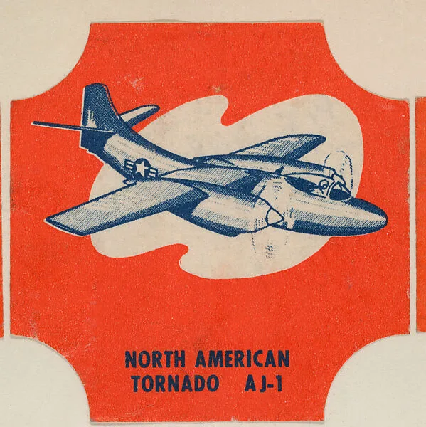 North American Tornado AJ-1, from the Modern Planes Bread End Labels series (D290-11) issued by Tastee Bread — Tastee Bread