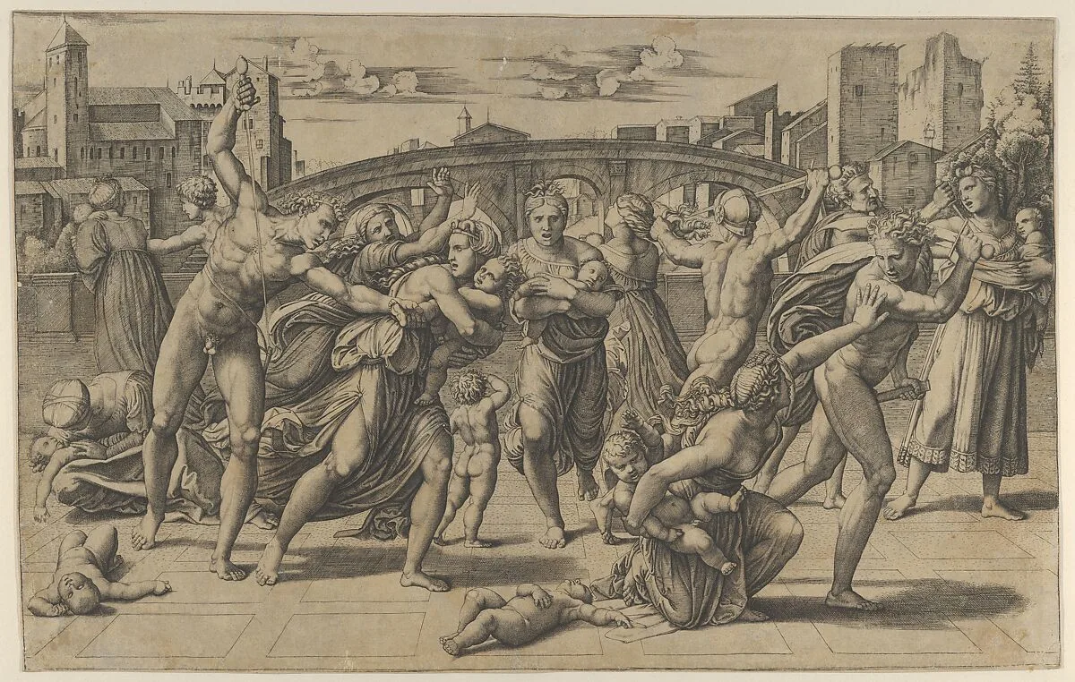 The Massacre of the Innocents — Marcantonio Raimondi|Raphael (Raffaello Sanzio or Santi)|Agostino Veneziano (Agostino dei Musi)