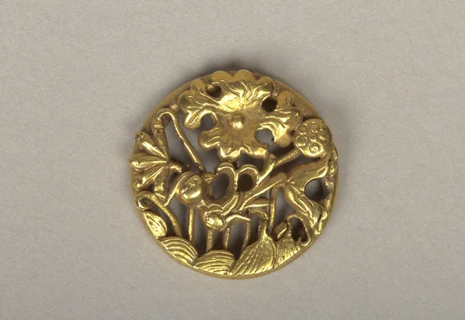 금제 연꽃 새 무늬 장식 고려|金製 蓮花鳥文 裝飾 高麗|Ornament with bird among lotuses