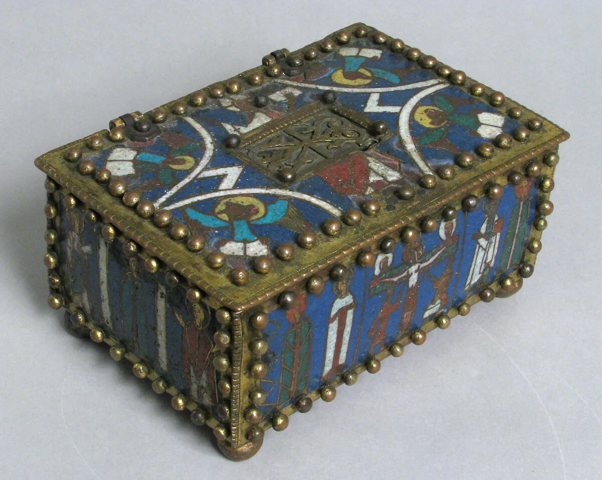 Casket or Portable Altar with the Crucifixion, Standing Saints, and Christ in Majesty with Symbols of the Evangelists — Unknown